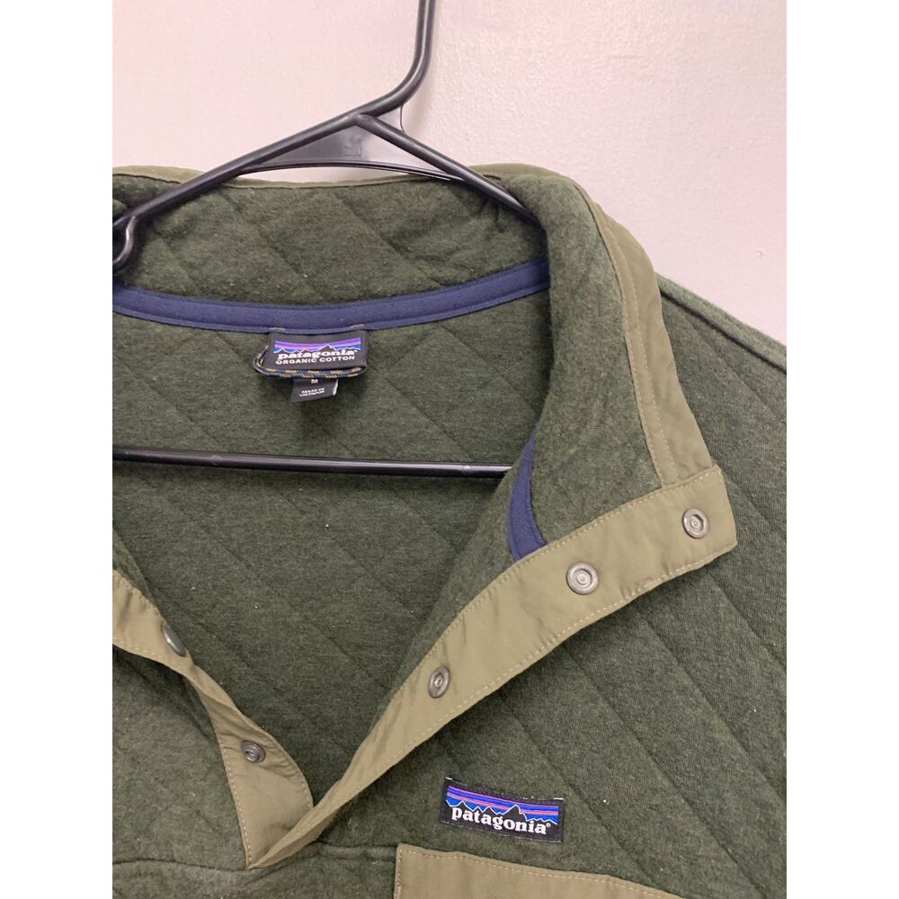 Patagonia Men's Organic Cotton Quilt Snap-T Pullover Olive Green M - Picture 2 of 3